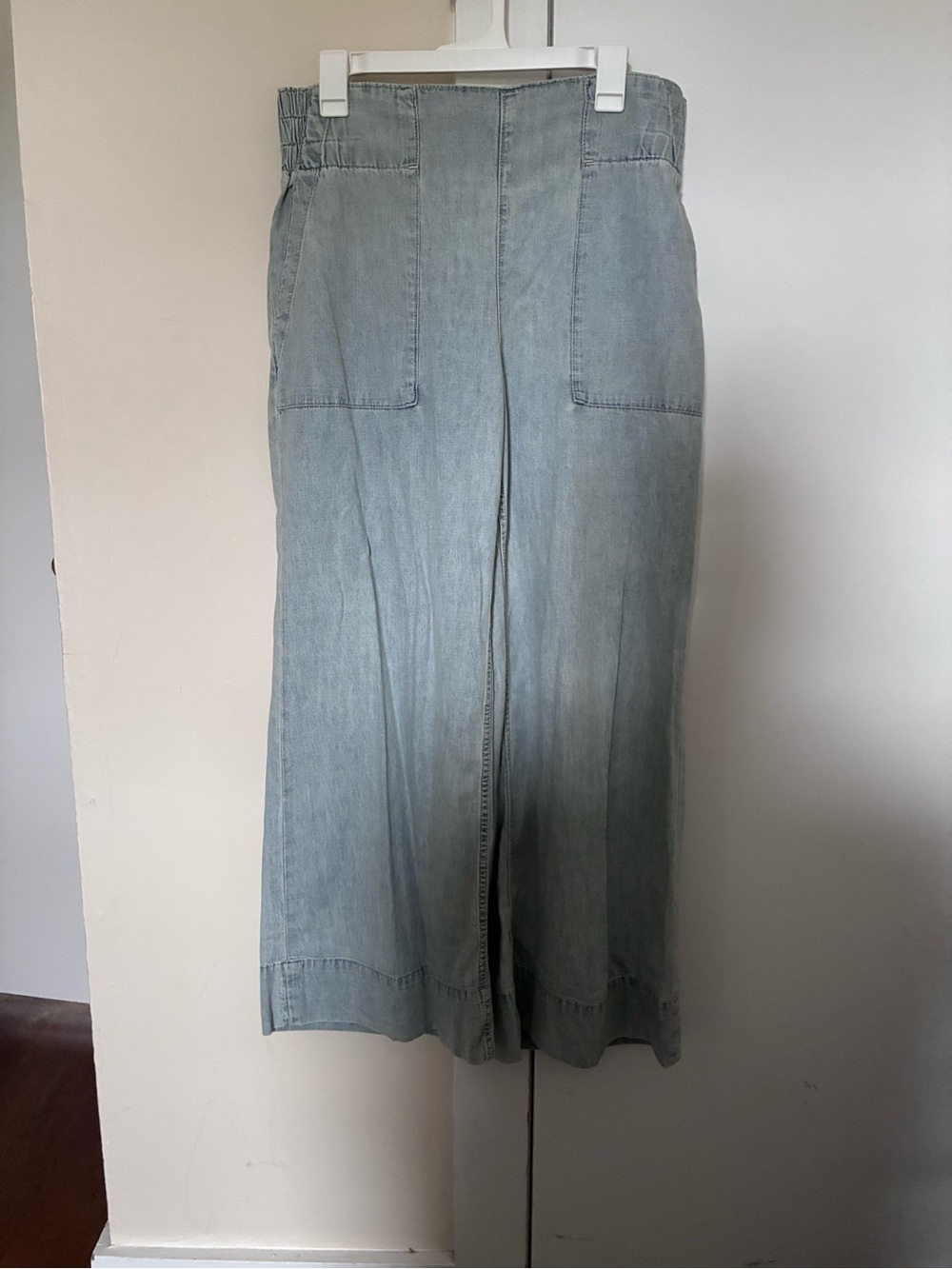 Free People Light Blue Denim Boot-Cut Jumpsuit Pants